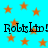 Animated icon with repeating orange stars on cyan background and black text reading "Robskip! Robskip!" in two horizontal