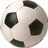 A pixelated soccer ball icon with black and white on a yellow background, accompanied by text elements