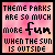 Pink gradient background with black text reading "THEME PARKS ARE SO MUCH MORE FUM WHEN THE SUN IS OUTSIDE" and small animated sparkles in yellow, white, green.