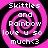 Four identical pink and black spiral patterns with white text reading "Skittles and Rainbow love U so much<3" arranged in a