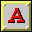 26 red capital letters A–Z on gray square backgrounds with yellow borders, arranged in five