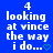 Blue background with white pixelated text reading '4 looking at vince the way i do...' and a green heart symbol, arranged in a of six identical