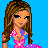 Pixel art contact sheet showing a female character in various beach poses with text elements on blue background.