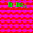 Red background with repeating pink heart pattern and four green 'lindsay' text instances.