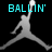 Pixelated silhouette of a basketball player in mid-air jump shot pose with cyan text overlays on black background.