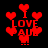 Red pixelated hearts and text 'I LOVE PAUL' on black background with animated heart pulses.