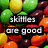 Pixelated candy background with three text overlays reading 'skittles are good', 'still good', and 'yep so good.'