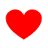 Four red heart shapes arranged in a on white background, each with slight pixelation and varying size across observations