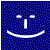 White pixelated emoticon faces on blue background with varying mouth shapes and eye positions