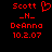 Red pixelated text and symbols on black background with one frame showing a heart symbol next to 'Scott' while other frames show an underscore.