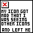 A 48x48 pixel animated buddy icon with a red X symbol in the top-left corner and black text on a white background, showing frame-to-frame changes in the bottom-right text.