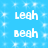 Pixelated text alternates between 'Leah' and 'Beah' on a blue background with white sparkles, animated in a pattern