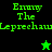 Green pixelated text "Envy The Leprechaun" appears on black and green backgrounds with a star symbol changing from green to black.