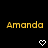 Two identical pixelated text displays of 'Amanda' in yellow on black background with white heart symbols below each text.