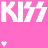 A static contact sheet of a 3x3 grid showing sequential frames from an animated icon with pink background, white 'KISS' text, and small heart symbols.
