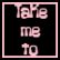 A 54x54 pixel animated contact sheet showing two frames of a buddy icon with pink and black text on contrasting backgrounds, reading "Take me to The Candy Shop".