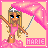 Pixel art contact sheet of a cartoon character with long blonde hair wearing pink clothing and holding two swords, displayed in two identical frames with the name "MARIE" below.