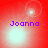 Red background with four showing 'Joanna' text and shifting light effects in white and cyan