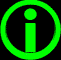 Green circular icon with lowercase 'i' symbol in center, displayed across showing animation sequence