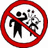 A pixelated icon with a red prohibition symbol over two figures, accompanied by text reading "DO NOT HIT THE PANDAS!!" and "There is enough violence in this country.".