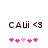Pixelated text 'CAUi <3' above a of pink heart symbols on white background