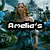 A pixelated image of a woman in a blue dress with text overlays reading 'Amelia's', 'Movie', and 'Club' across different sections.