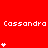 Red background with repeated white text 'Cassandra' and star-like symbols in various arrangements