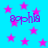 Blue background with pink stars and purple text reading 'sophia' in pixelated font.