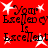 Red background with white stars and black text reading 'Your Excellency Is Excellent' in a pixelated font, repeated across the image.