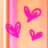 A 48x48 pixel animated contact sheet showing two frames of a heart-themed buddy icon with pink and blue hearts on gradient backgrounds.