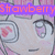 Pixelated anime-style character face with pink cheeks and closed eyes, displayed in a with text overlays changing color