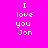Pixelated text "I love you Jon" on bright pink background with light pink rectangular overlays in different positions across frames.