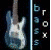Pixelated electric guitar icons in blue, green, and pink with vertical text reading 'bass' on the right side.