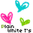 repeating heart-shaped icons in cyan, pink, and green with 'Plain White T's' text below each on a white background