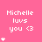 Pink background with white text "Michelle luvs you <3" and varying numbers of white star icons in different positions across frames.