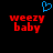 Blue pixelated heart symbol above red pixelated text 'weezy baby' on black background.