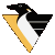Animated sequence of a stylized penguin icon with black, white, and yellow color scheme, showing head and body rotation across frames.