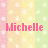Pixelated text 'Michelle' and 'Roxx' in pink on pastel striped background with white sparkles, plus 'My Soxx!!' below.