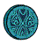 A 6-frame contact sheet showing a spinning blue coin with intricate patterns from multiple angles against a gray background.
