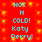 Red background with yellow starburst pattern, cyan text reading HOT N COLD! Katy Perry!