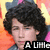 A four- shows a person with curly dark hair against an orange and yellow starburst background, each displaying different text overlays