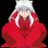 A 48x48 pixel buddy icon split into two frames showing a character in red clothing with white hair and the text 'git' on a red background.