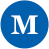 Blue circular icon with white serif capital letter M centered on solid blue background.
