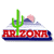 Pixelated graphic shows green cactus on white cloud with pink sun, red 'ARIZONA' text over blue base, and green 'Original Icons .com' text on dark background.