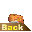 Animated contact sheet showing six frames of a hamster-like mascot above the word "Back" on brown banners, with varying poses and text color changes across frames.