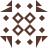 Brown geometric pattern with four corner triangles and eight circular elements arranged symmetrically on white background.