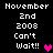 Pixelated text displays November 2nd 2008 Can't Wait!! with a heart symbol, showing two color variations of the heart in adjacent frames.