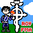 Pixel art buddy icon featuring a character holding a glowing object next to a large cross-shaped symbol with blue sky and green ground background.