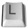 Two side-by-side pixelated images of a gray button with a black 'L' symbol, showing slight variations in shading and edge definition.