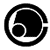 Black and white circular icon with a thick outer ring and a smaller inner circle, forming a stylized crescent shape.